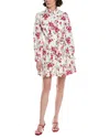 Cece Collared Button Down Long Sleeve Ruffle Mini Dress In White