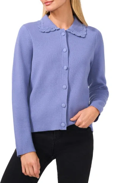 Cece Collared Cardigan In Blue Blossom