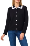 Cece Collared Cardigan In Rich Black