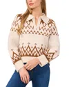 Cece Fair Isle Boxy Collar Sweater In Blushing Bride