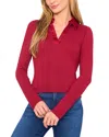 Cece Collared Long Sleeve Top In Red