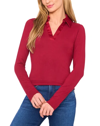 CECE CECE COLLARED LONG SLEEVE TOP