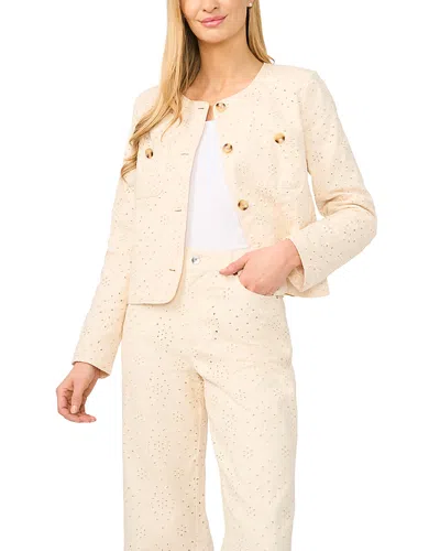 CECE CECE COLLARLESS EYELET JACKET