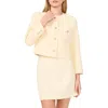 Cece Collarless Tweed Jacket In Lemon Drop