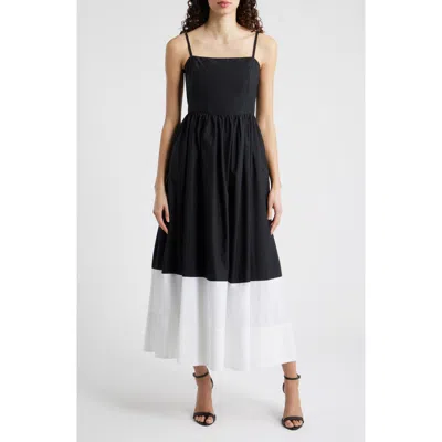 Cece Colorblock Fit & Flare Midi Dress In Black