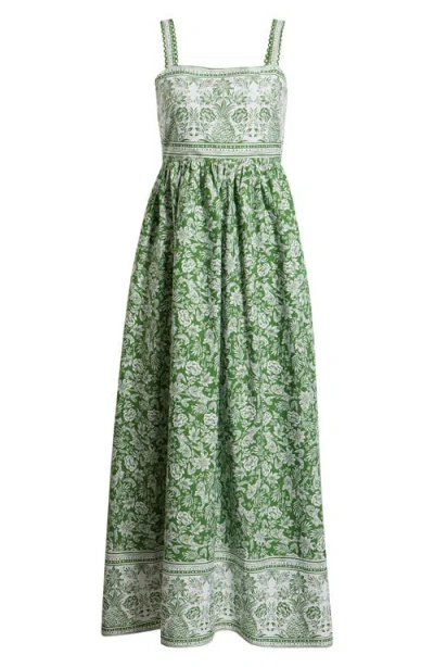 Cece Combo Cotton Midi Dress In Green