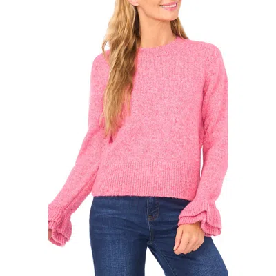 Cece Confetti Ruffle Cuff Sweater In Pink