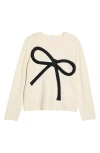Cece Contrast Bow Sweater In Neutral