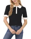 Cece Contrast Trim Short Sleeve Polo Sweater