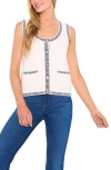 Cece Contrast Detail Cotton Blend Sweater Vest In White