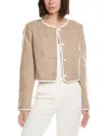 Cece Contrast Patch Pocket Linen-blend Jacket In Neutral