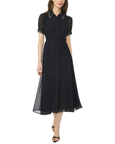 Cece Contrast Stitch Scallop Midi Dress In Black