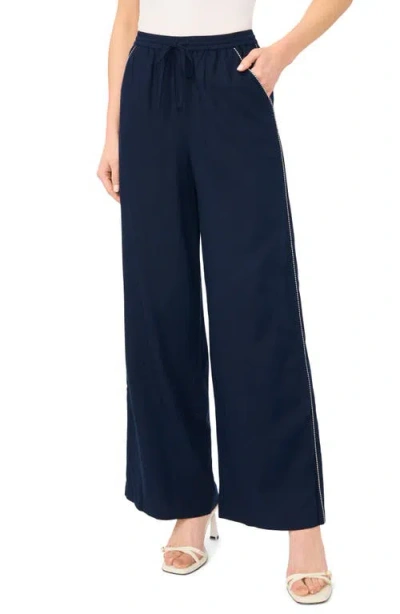 Cece Contrast Trim Crop Pants In Blue