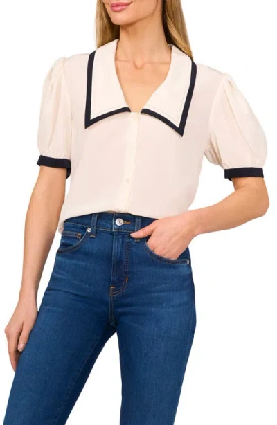 Cece Contrast Trim Georgette Top