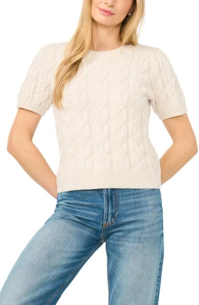 Cece Cotton Blend Cable Knit Sweater In Neutral