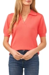 Cece Cotton Blend Polo Sweater In Calypso Coral