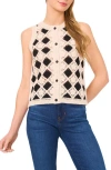 Cece Cotton Crochet Sleeveless Sweater In Pink