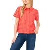 Cece Cotton Eyelet Button-up Shirt In Orange