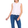 Cece Cotton Eyelet Sleeveless Button-up Shirt In Neutral
