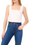 Cece Cotton Poplin Square Neck Tank In Ultra White