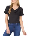Cece Cowl Neck Bubble Top In Black