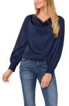 Cece Cowl Neck Charmeuse Top In Classic Navy