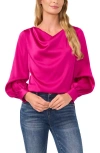 Cece Cowl Neck Charmeuse Top In Lush Magenta