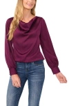 Cece Cowl Neck Charmeuse Top In Pickled Beet Burgundy