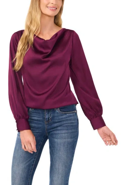 Cece Cowl Neck Charmeuse Top In Pickled Beet Burgundy