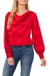 Cece Cowl Neck Charmeuse Top In Stoplight Red
