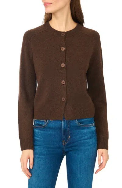 Cece Crewneck Cardigan In Brown