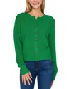 Cece Crewneck Cardigan In Medium Green