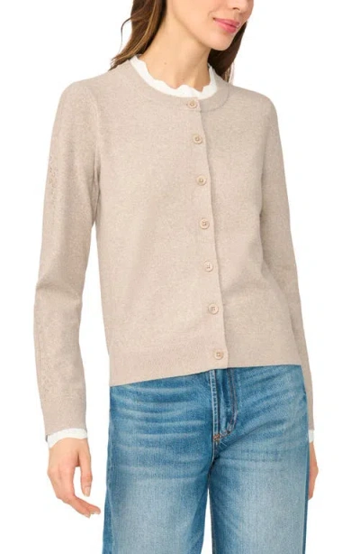 Cece Crewneck Cardigan In Neutral