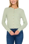 Cece Crewneck Cardigan In Slit Green