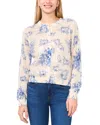 Cece Crewneck Cardigan Sweater In Vanilla