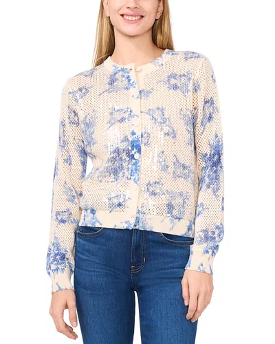 Cece Crewneck Cardigan Sweater In Vanilla