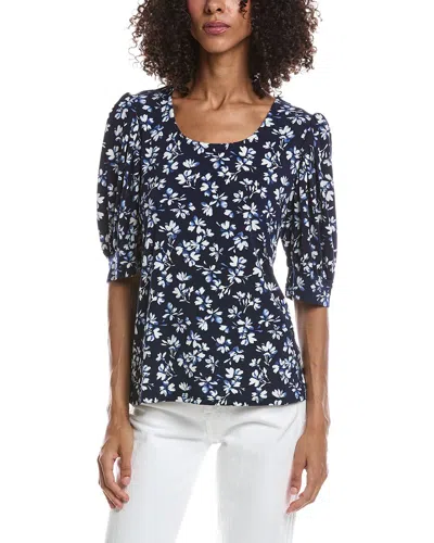 Cece Crewneck Shirred Top In Animal Print