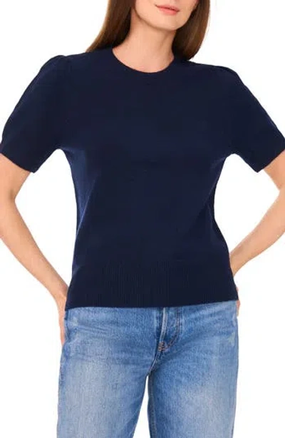 Cece Crewneck Short Sleeve Sweater In Blue