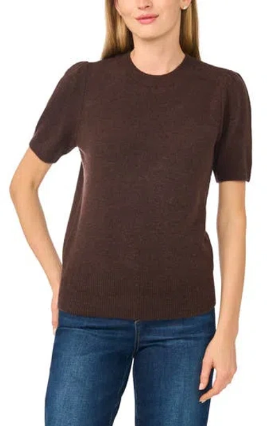 Cece Crewneck Short Sleeve Sweater In Brown