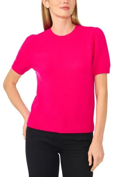 Cece Crewneck Short Sleeve Sweater In Pink