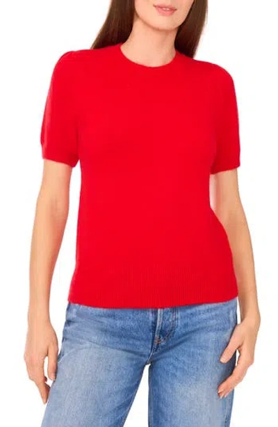 Cece Crewneck Short Sleeve Sweater In Red