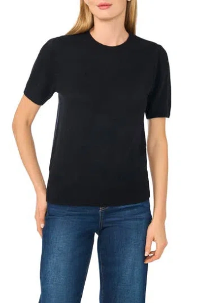 Cece Crewneck Short Sleeve Sweater In Black