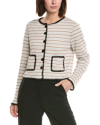 Cece Crochet Detailed Knit Cardigan In White