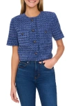 Cece Crop Tweed Jacket In Ocean Blue