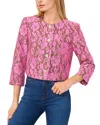 Cece Lace Rhinestone Button Jacket In Antique Olive