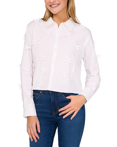 Cece Cropped Princess Bow Top In Ultra White