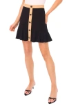 Cece Crystal Button Detail Miniskirt In Black