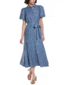 Cece Daisy Chambray Button Front Maxi Dress In Blue