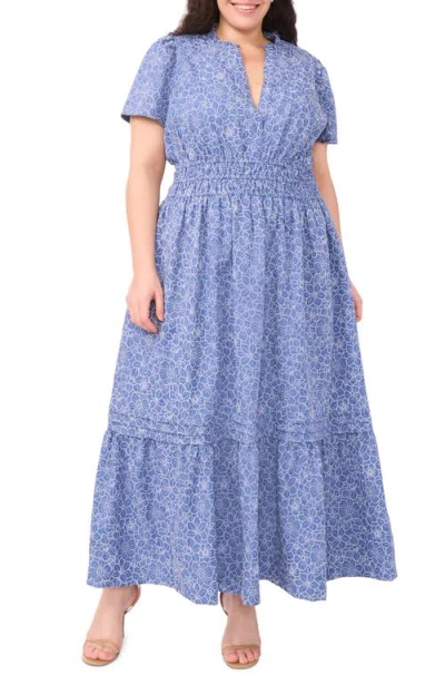 Cece Daisy Chambray Maxi Dress In Blue