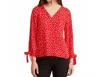 Cece Daisy Floral V Neck Top In Red In Red